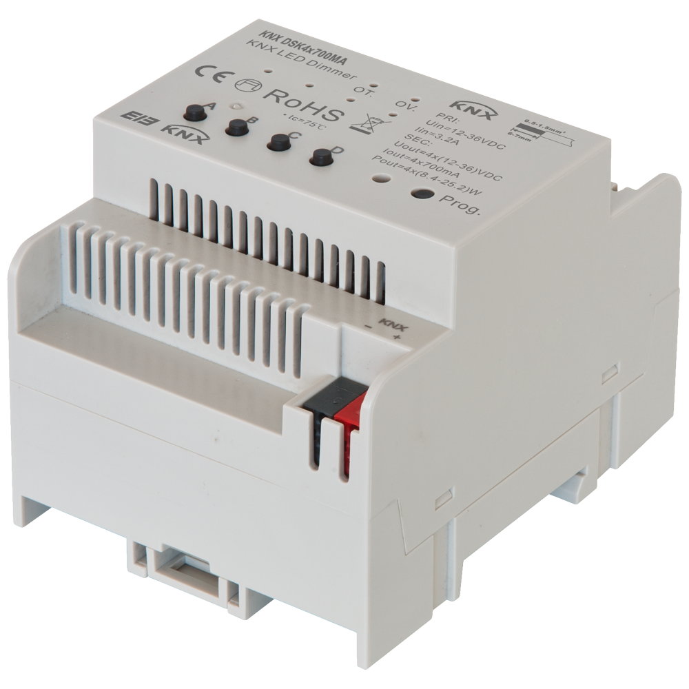 KNXDimmer 1236V/DC max. 33,6100,8W 4x700mA füür