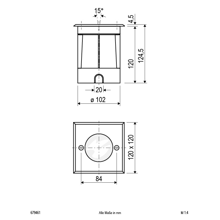 Bodeneinbau - quad. - schwenkbar - EDS / Alu IP67 - GX5,3 - max. 35W