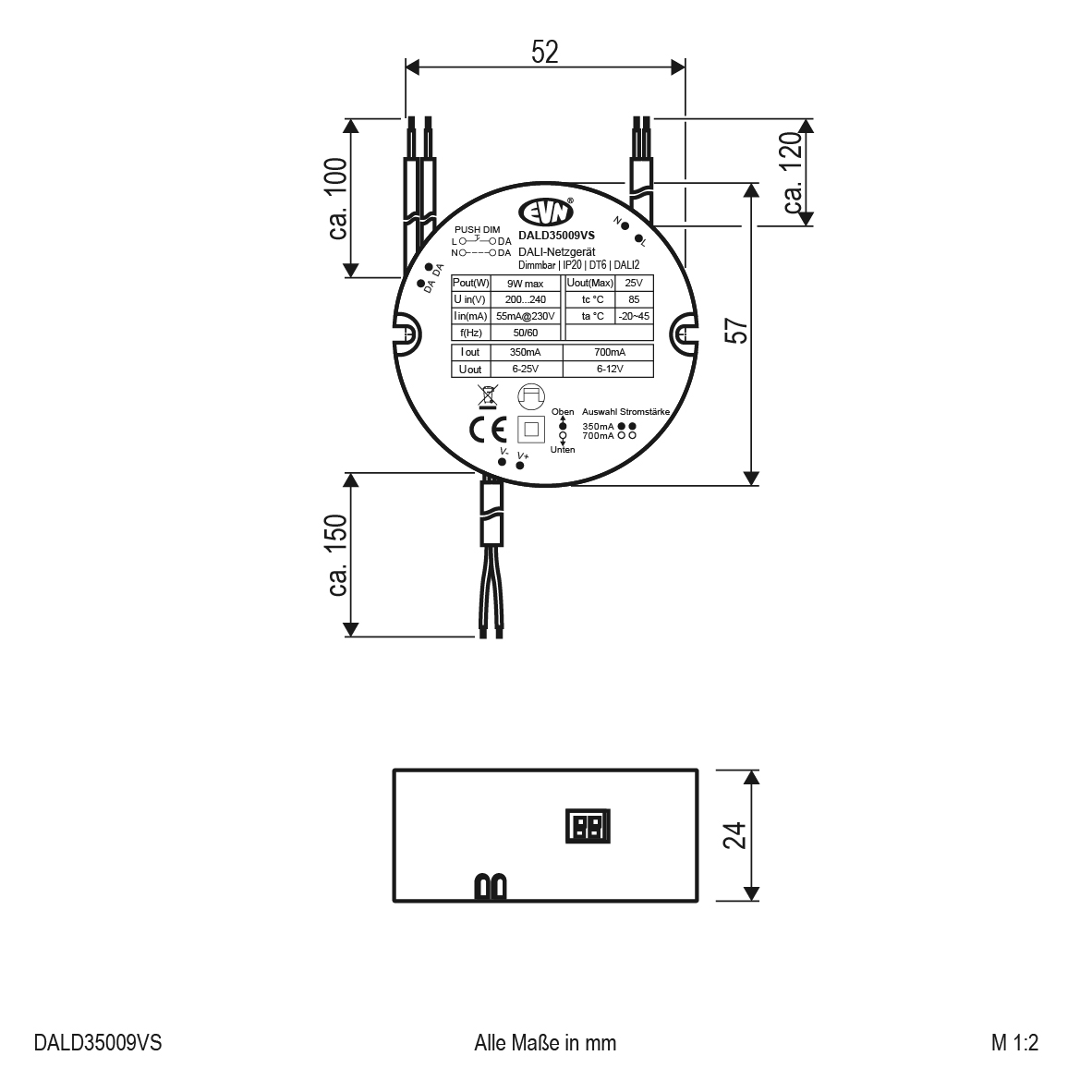 DALI DimmerEmpfänger inkl. Netzgerät 200240V/AC Output 350m/ 700mA