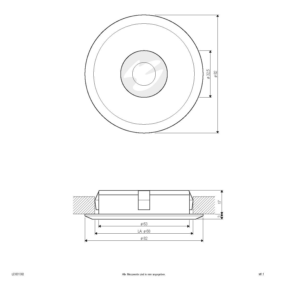 LED Einbauleuchte - rund - Alu - 3W - 285lm 220-240V - 3000K - 35° - IP20